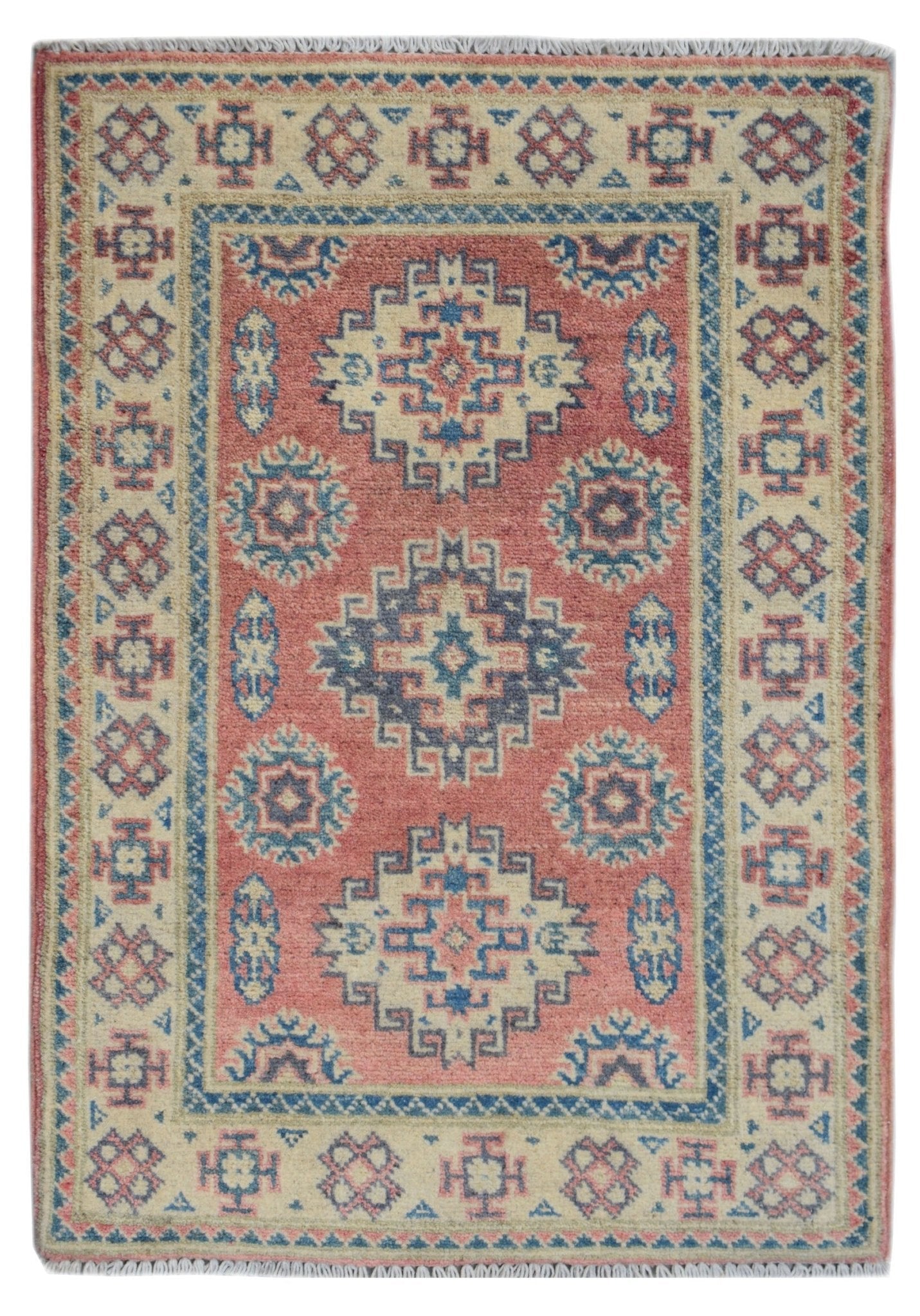 Handmade Mini Kazakh Rug | 90 x 60 cm | 2'11" x 2' - Najaf Rugs & Textile