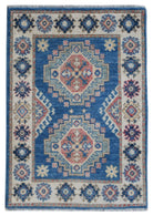 Handmade Mini Kazakh Rug | 90 x 62 cm | 2'11" x 2' - Najaf Rugs & Textile