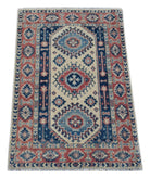 Handmade Mini Kazakh Rug | 90 x 62 cm | 3' x 2' - Najaf Rugs & Textile