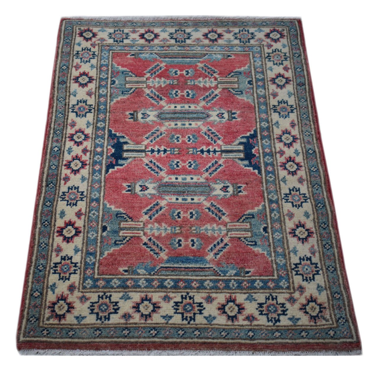 Handmade Mini Kazakh Rug | 90 x 64 cm | 3' x 2'1" - Najaf Rugs & Textile