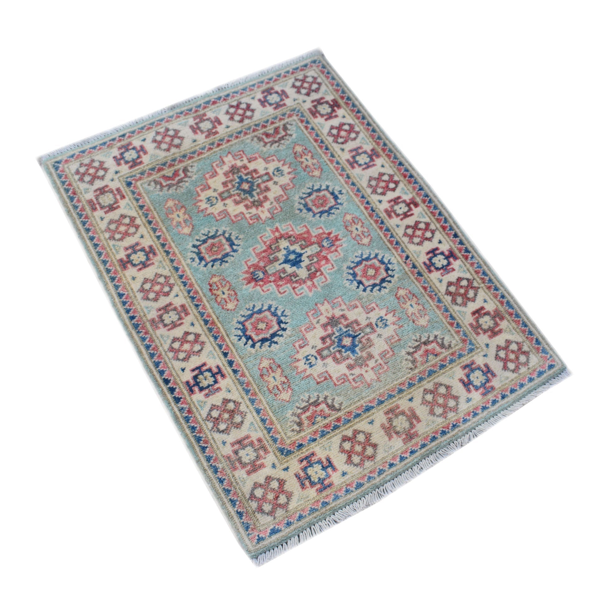 Handmade Mini Kazakh Rug | 90 x 66 cm | 2'11" x 2'2" - Najaf Rugs & Textile