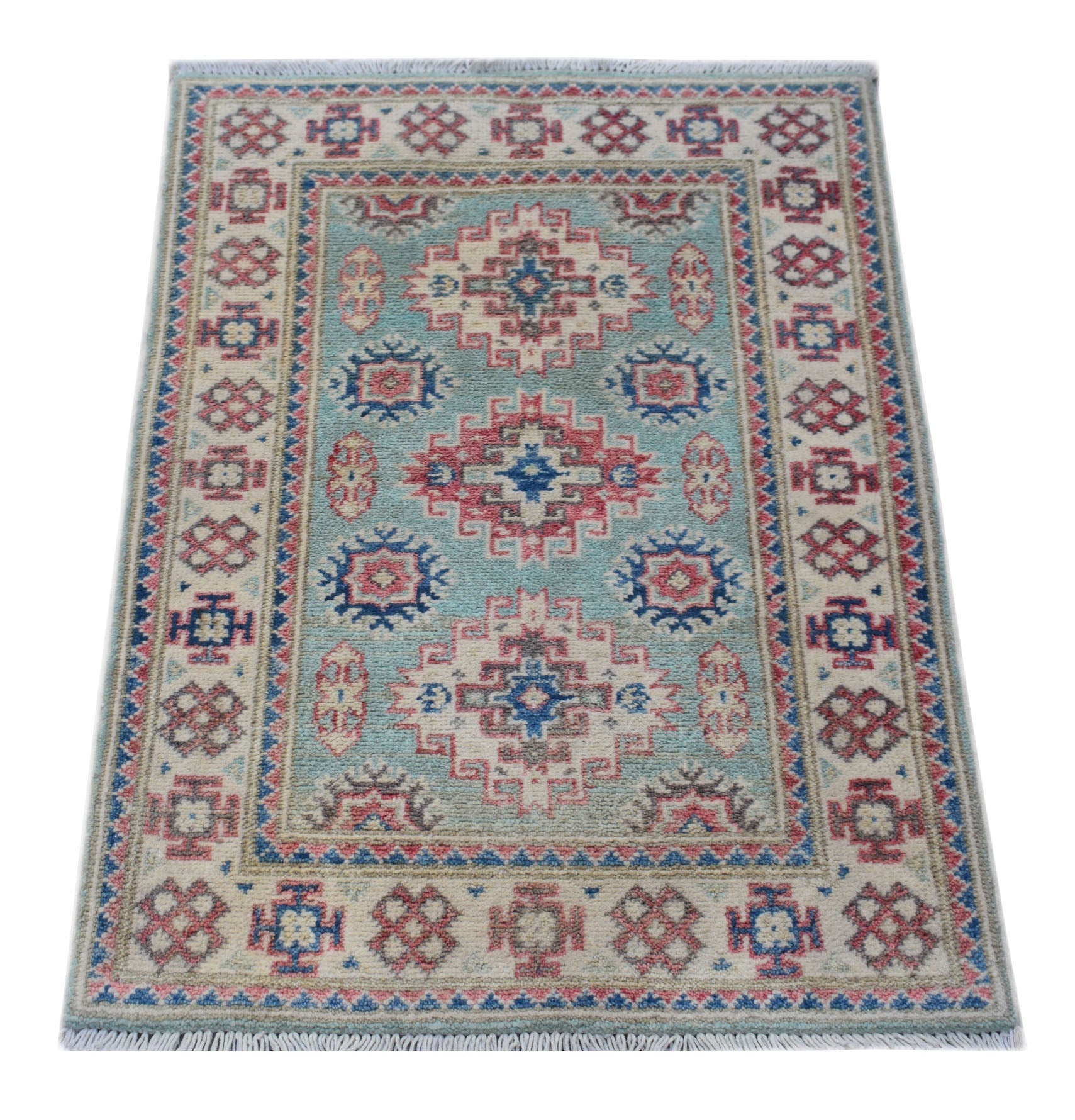 Handmade Mini Kazakh Rug | 90 x 66 cm | 2'11" x 2'2" - Najaf Rugs & Textile