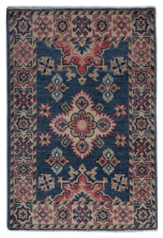 Handmade Mini Kazakh Rug | 91 x 60 cm | 3' x 2' - Najaf Rugs & Textile