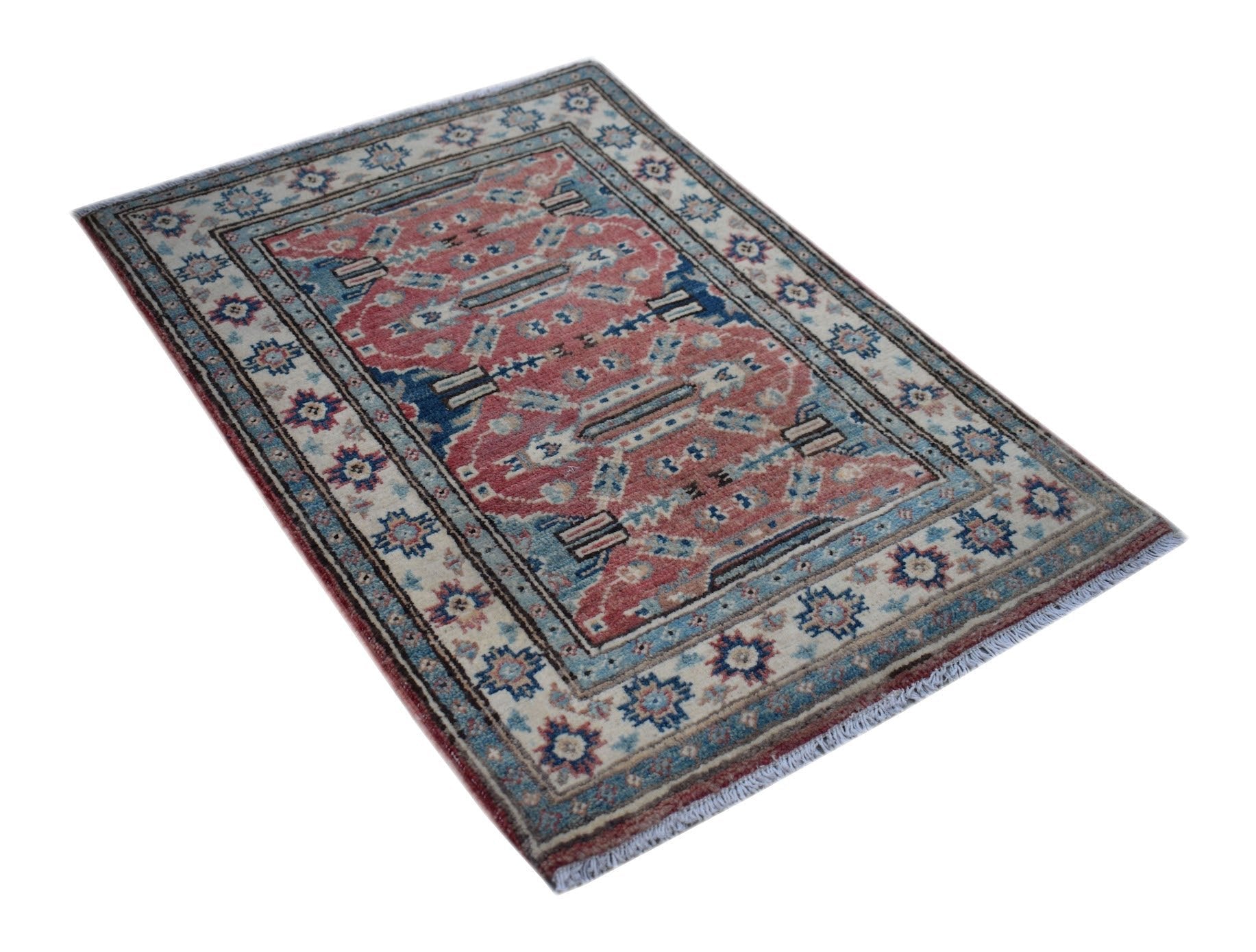 Handmade Mini Kazakh Rug | 91 x 65 cm | 3' x 2'1" - Najaf Rugs & Textile