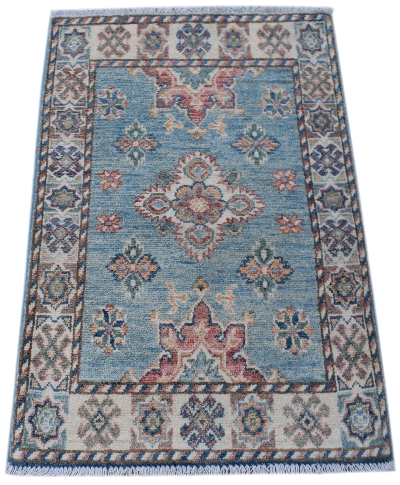 Handmade Mini Kazakh Rug | 92 x 62 cm | 3' x 2' - Najaf Rugs & Textile