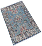 Handmade Mini Kazakh Rug | 92 x 62 cm | 3' x 2' - Najaf Rugs & Textile