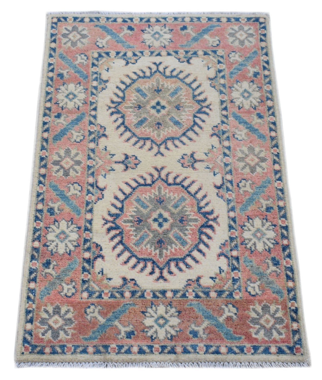 Handmade Mini Kazakh Rug | 93 x 60 cm | 3' x 2' - Najaf Rugs & Textile