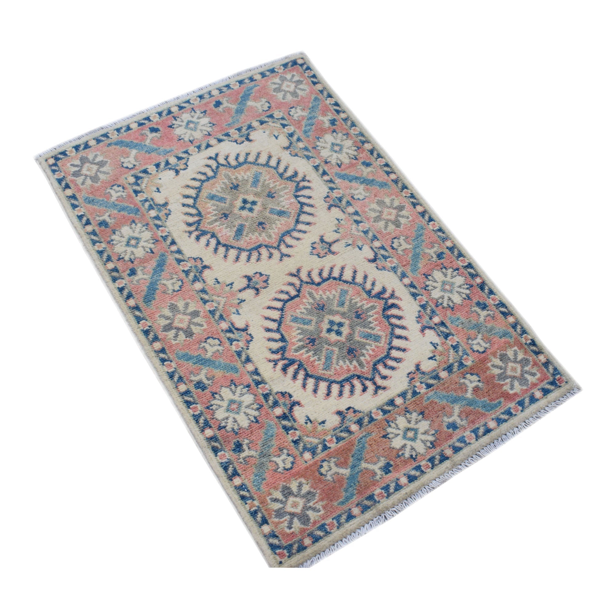 Handmade Mini Kazakh Rug | 93 x 60 cm | 3' x 2' - Najaf Rugs & Textile