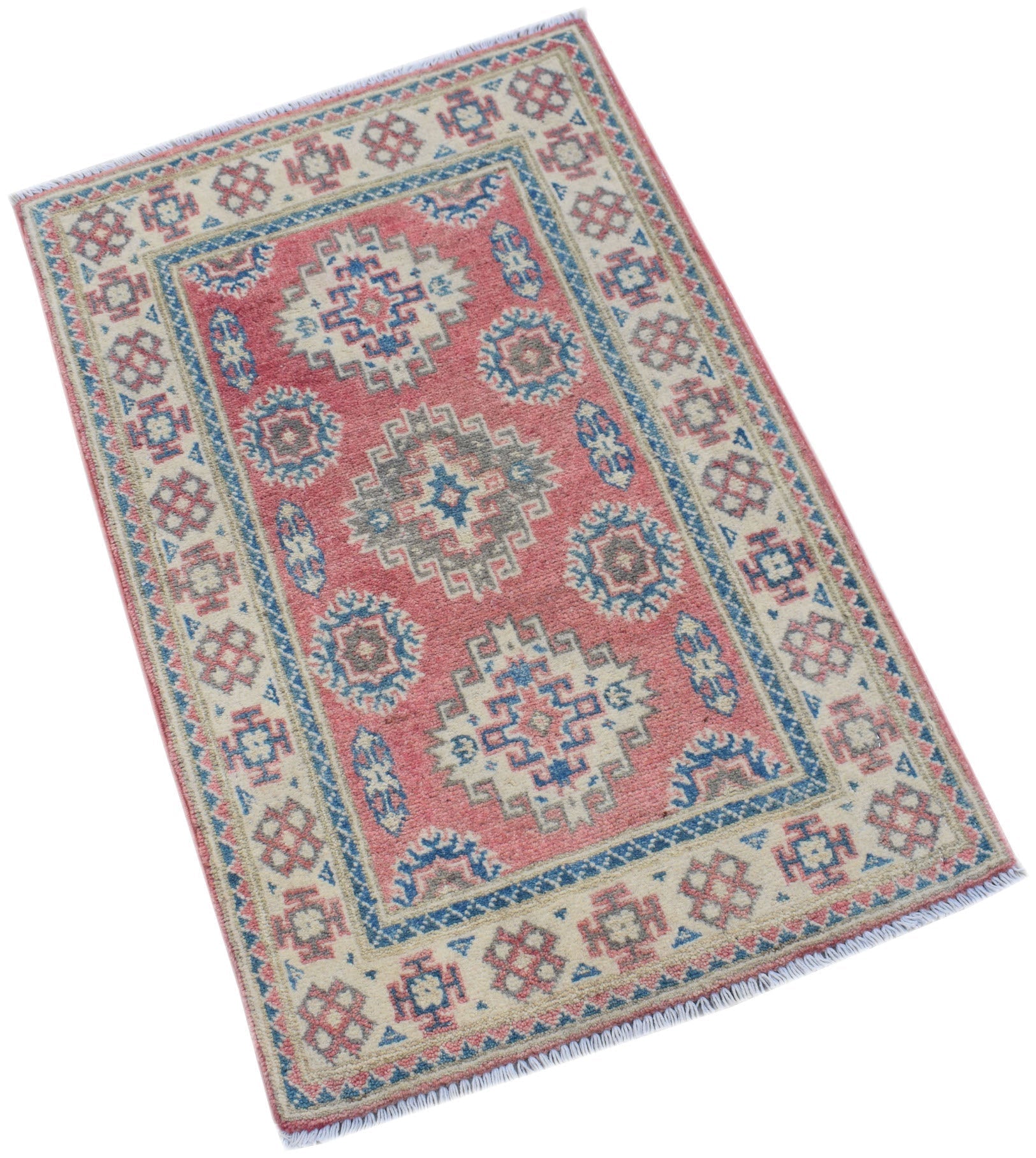 Handmade Mini Kazakh Rug | 93 x 61 cm | 3' x 2' - Najaf Rugs & Textile