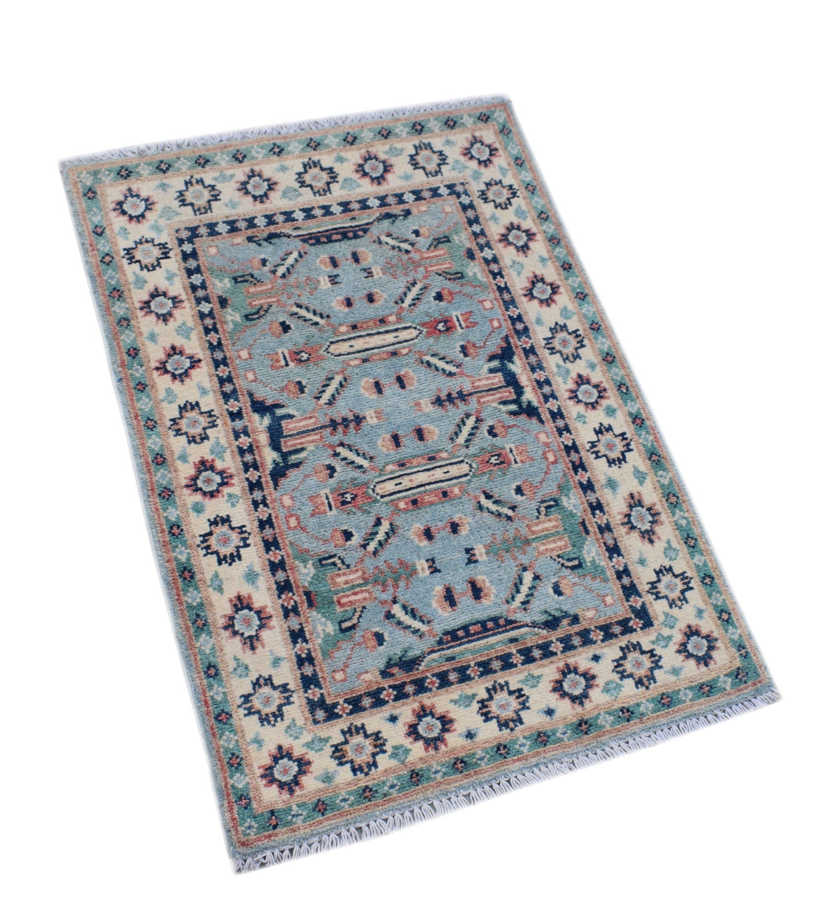 Handmade Mini Kazakh Rug | 93 x 62 cm | 3'1" x 2' - Najaf Rugs & Textile