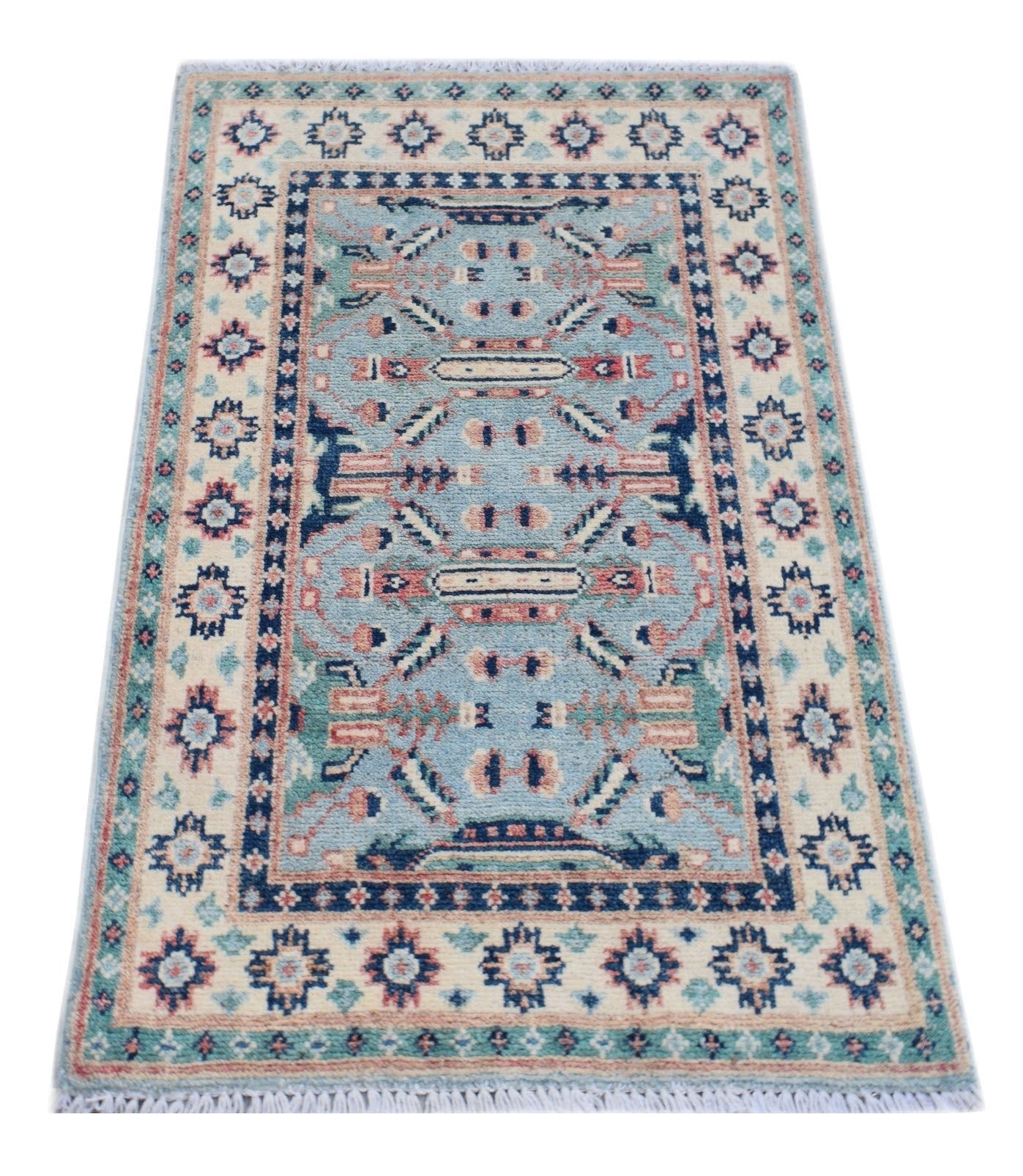 Handmade Mini Kazakh Rug | 93 x 62 cm | 3'1" x 2' - Najaf Rugs & Textile