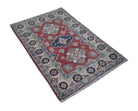 Handmade Mini Kazakh Rug | 93 x 64 cm | 3' x 2'1" - Najaf Rugs & Textile