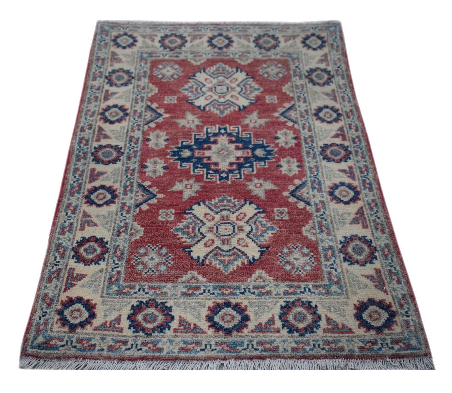 Handmade Mini Kazakh Rug | 93 x 64 cm | 3' x 2'1" - Najaf Rugs & Textile