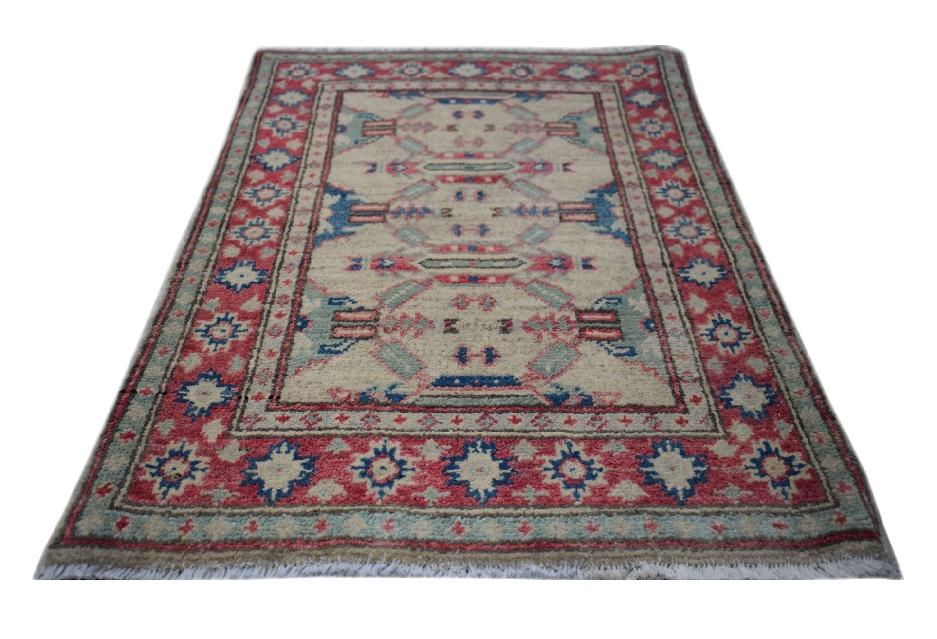 Handmade Mini Kazakh Rug | 93 x 64 cm | 3'1" x 2'1" - Najaf Rugs & Textile