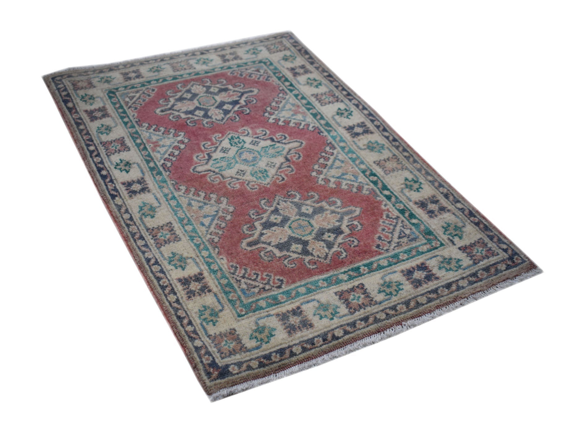 Handmade Mini Kazakh Rug | 96 x 66 cm | 3'2" x 2'2" - Najaf Rugs & Textile