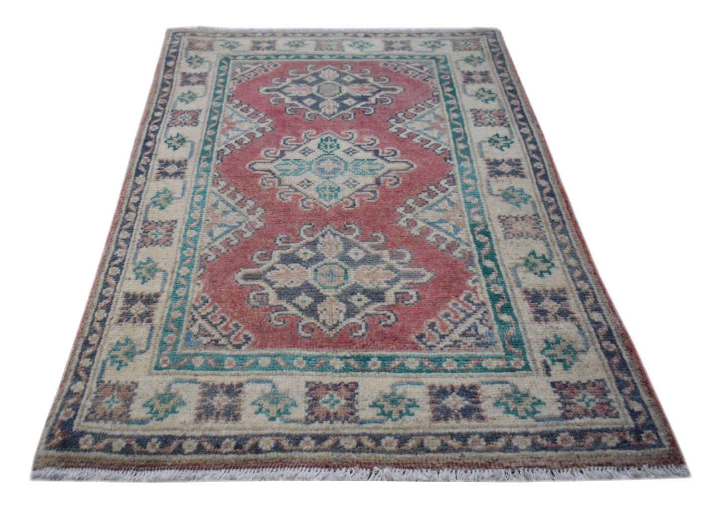 Handmade Mini Kazakh Rug | 96 x 66 cm | 3'2" x 2'2" - Najaf Rugs & Textile