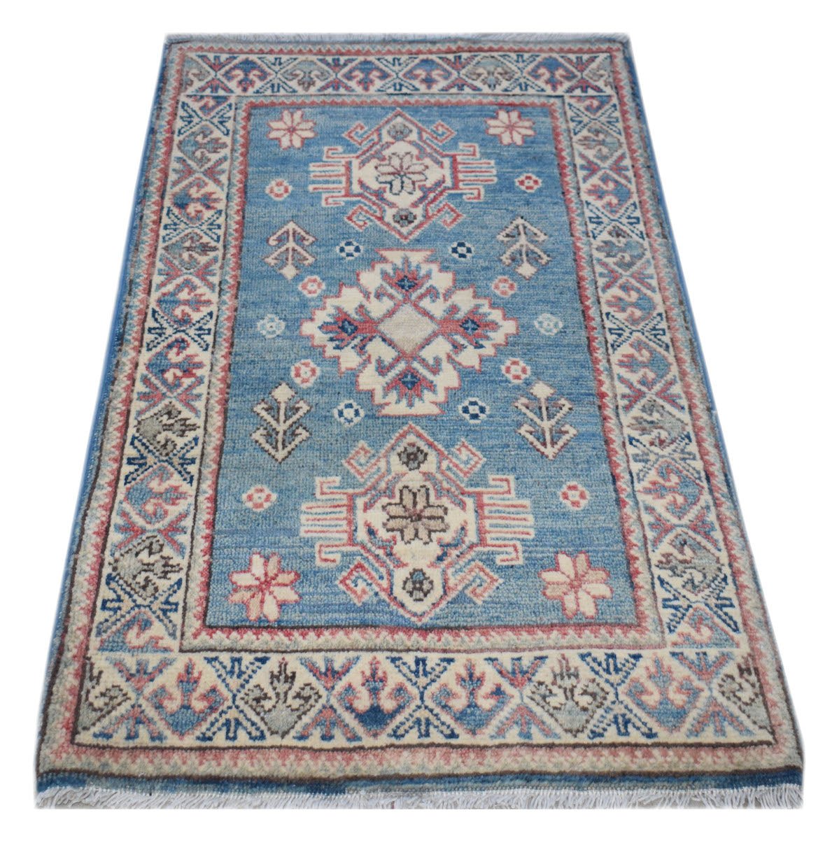 Handmade Mini Kazakh Rug | 97 x 62 cm | 3'2" x 2'1" - Najaf Rugs & Textile