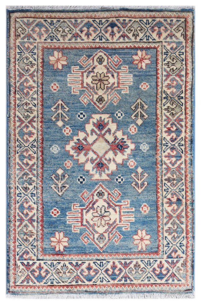 Handmade Mini Kazakh Rug | 97 x 62 cm | 3'2" x 2'1" - Najaf Rugs & Textile