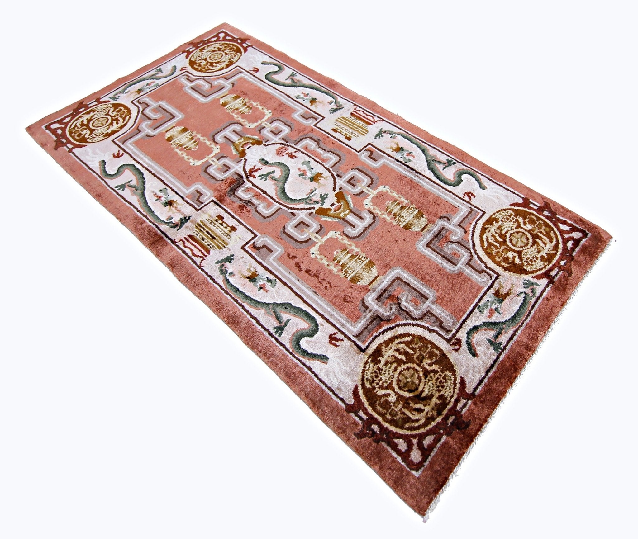 Handmade Mini Silk Chinese Rug | 135 x 69 cm | 4'5" x 2'3" - Najaf Rugs & Textile