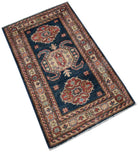 Handmade Mini Super Kazakh Rug | 105 x 62 cm | 3'5" x 2' - Najaf Rugs & Textile