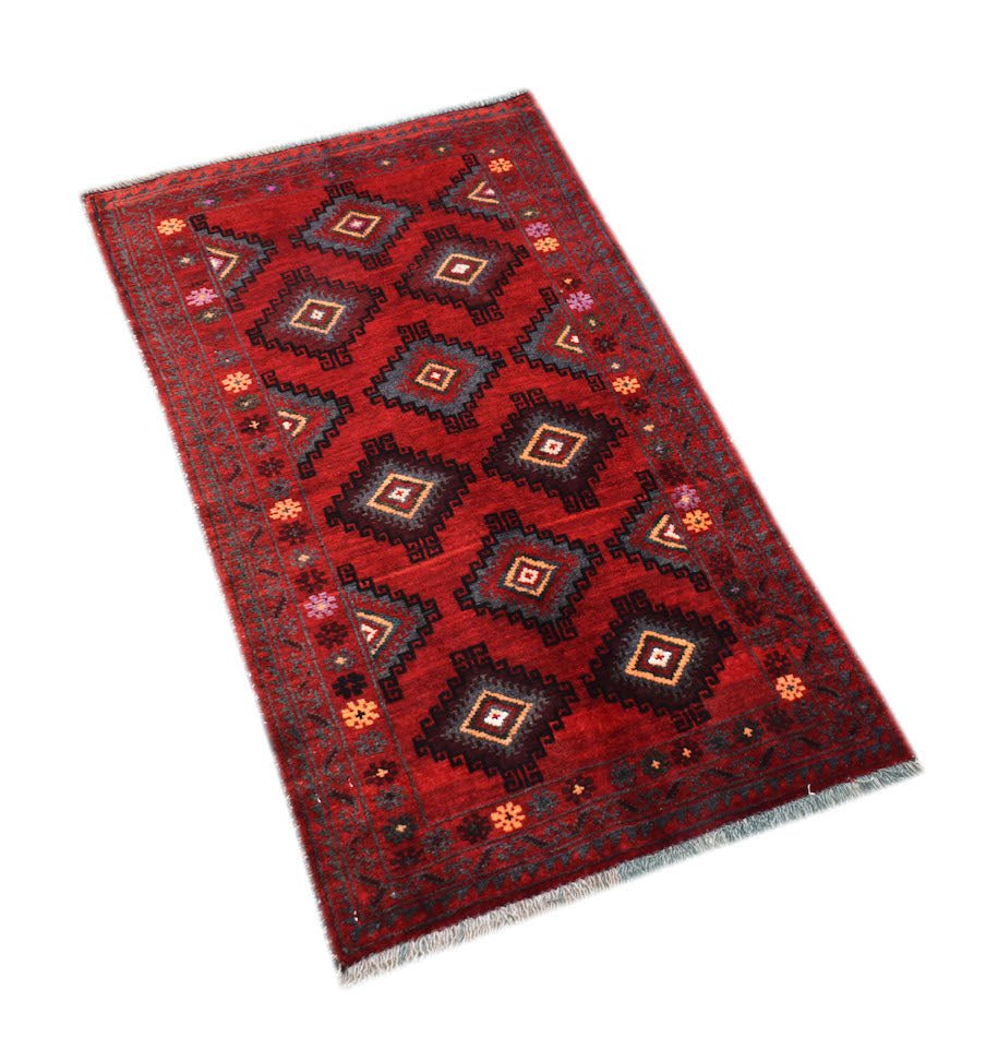 Handmade Mini Tribal Afghan Rug | 105 x 60 cm | 3'6" x 2' - Najaf Rugs & Textile