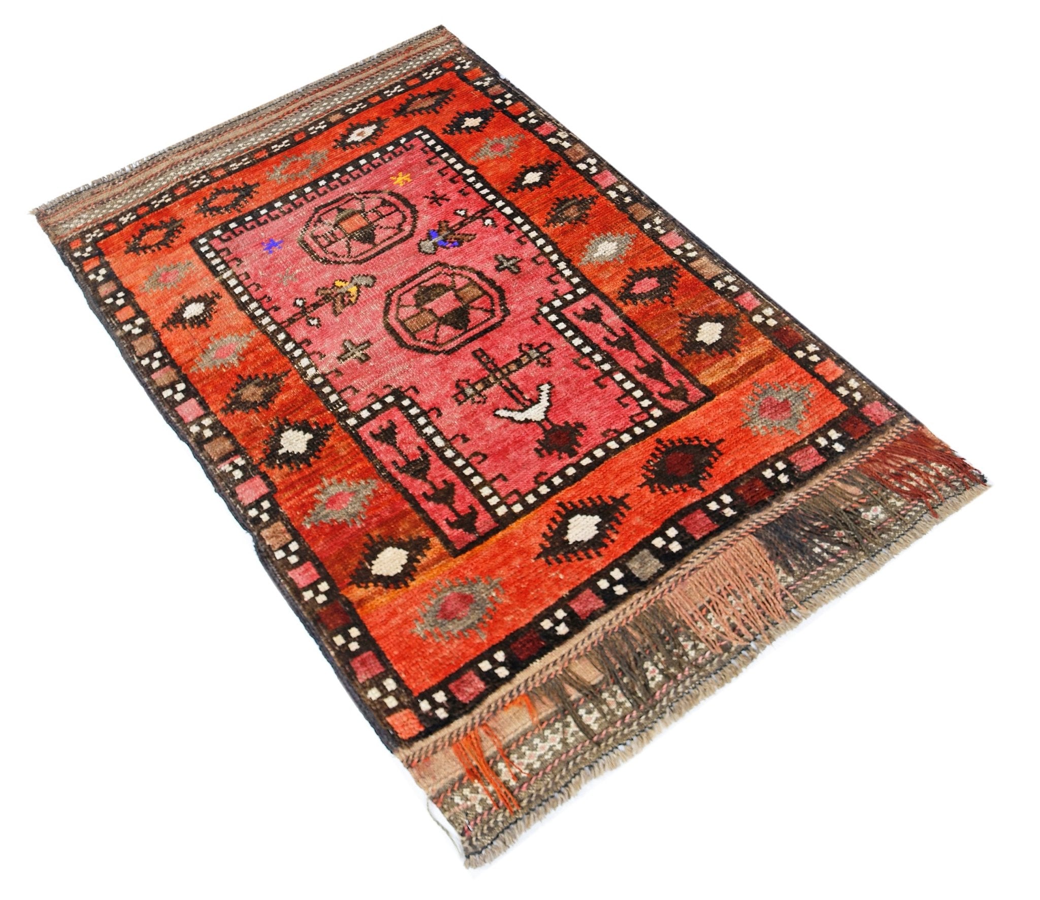 Handmade Mini Tribal Afghan Shepherd's Rug | 106 x 77 cm | 3'6" x 2'6" - Najaf Rugs & Textile