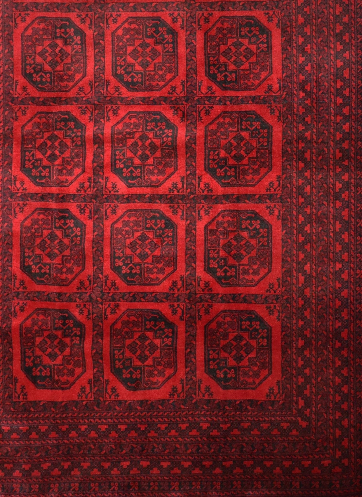 Handmade Old Afghan Turkmen Rug | 281 x 203 cm | 9'2" x 6'6" - Najaf Rugs & Textile