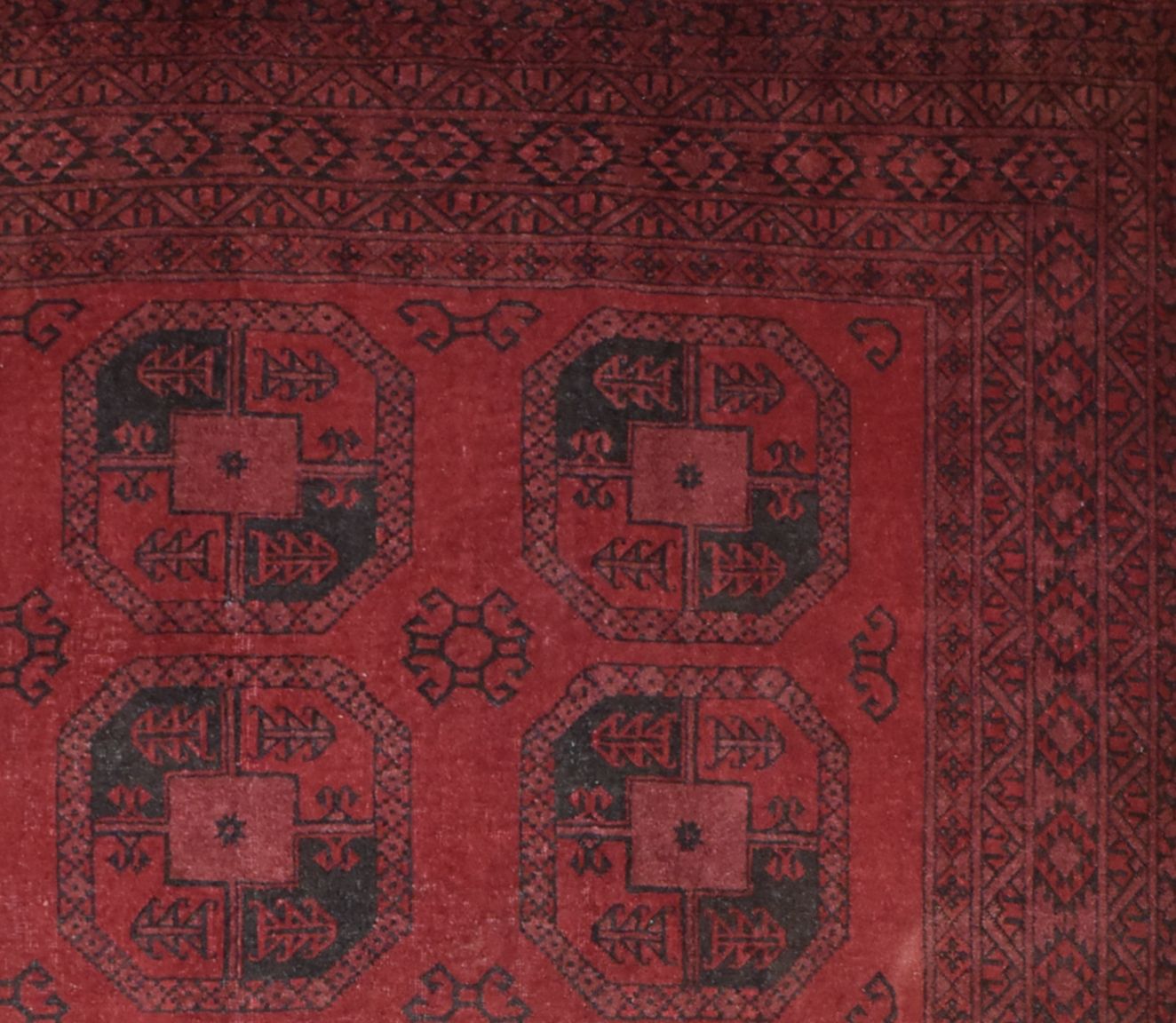 Handmade Old Afghan Turkmen Rug | 281 x 208 cm | 9'2" x 6'8" - Najaf Rugs & Textile