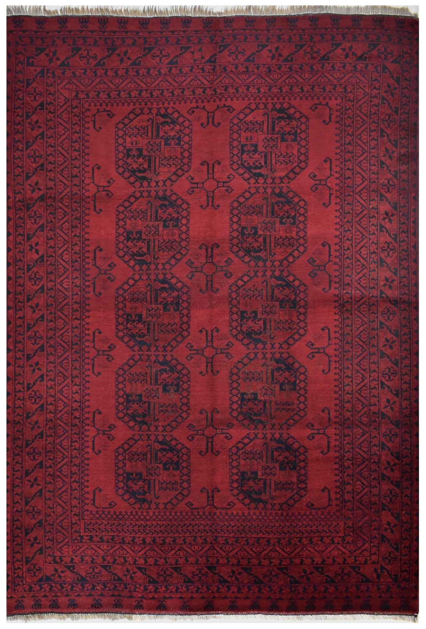 Handmade Old Afghan Turkmen Rug | 330 x 222 cm | 10'8" x 7'2" - Najaf Rugs & Textile