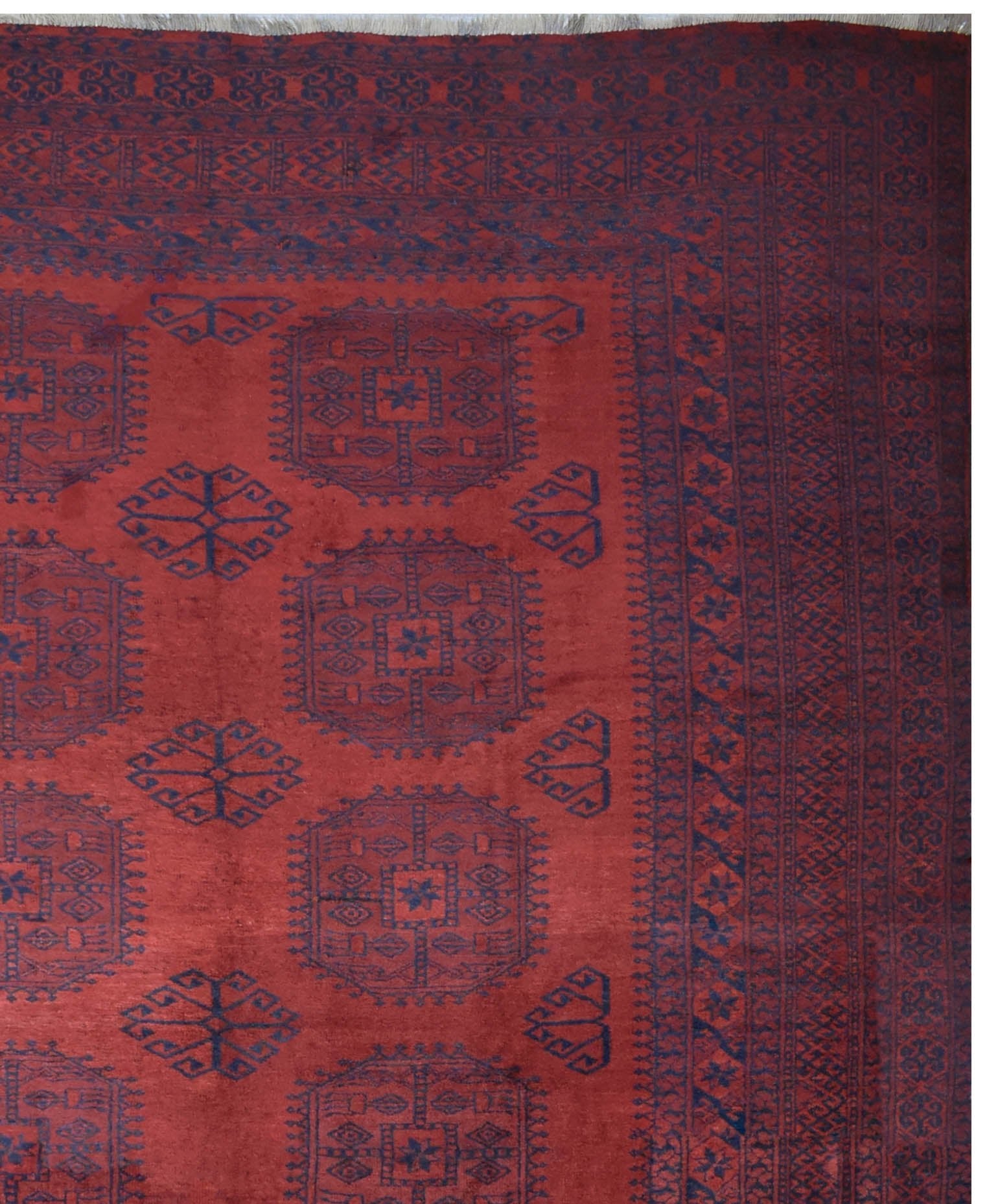 Handmade Old Afghan Turkmen Rug | 337 x 270 cm | 11' x 8'8" - Najaf Rugs & Textile