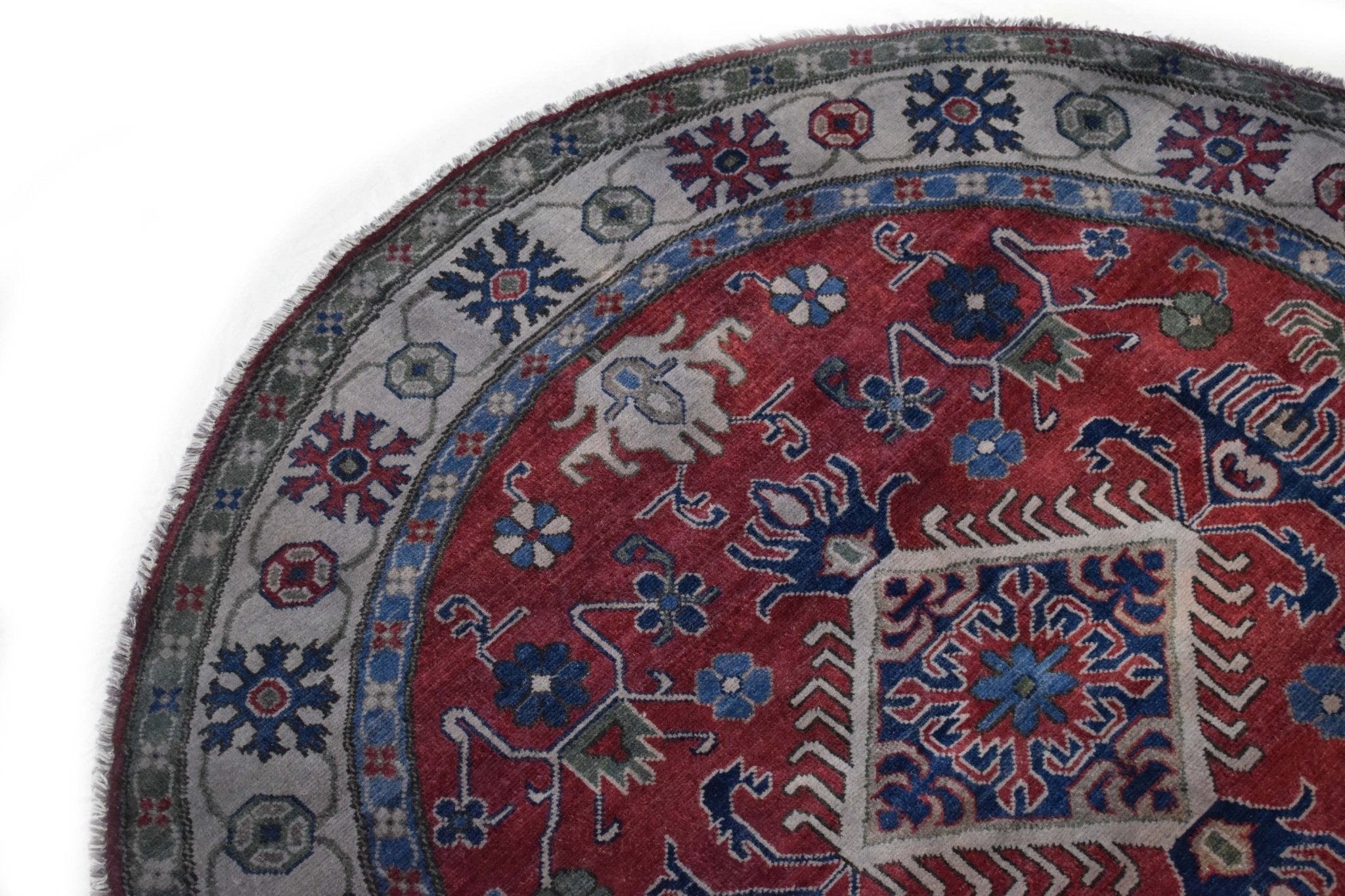 Handmade Overdyed Afghan Kazakh Round Rug | 167 x 167 cm - Najaf Rugs & Textile