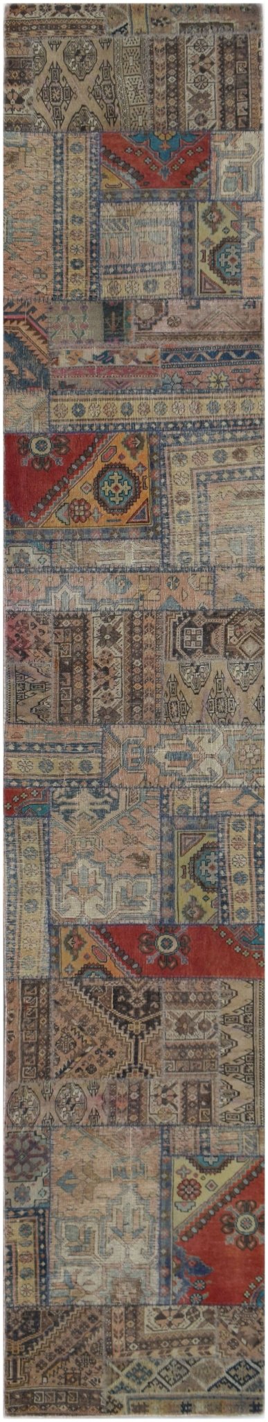 Handmade Patchwork Hallway Runner | 450 x 81 cm | 14'9" x 2'8" - Najaf Rugs & Textile