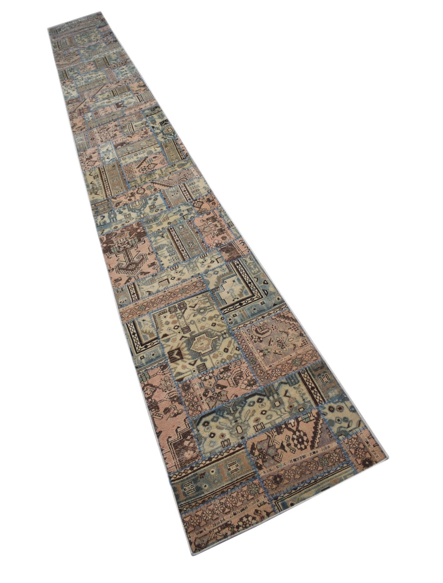 Handmade Patchwork Hallway Runner | 707 x 80 cm | 23'3" x 2'8" - Najaf Rugs & Textile