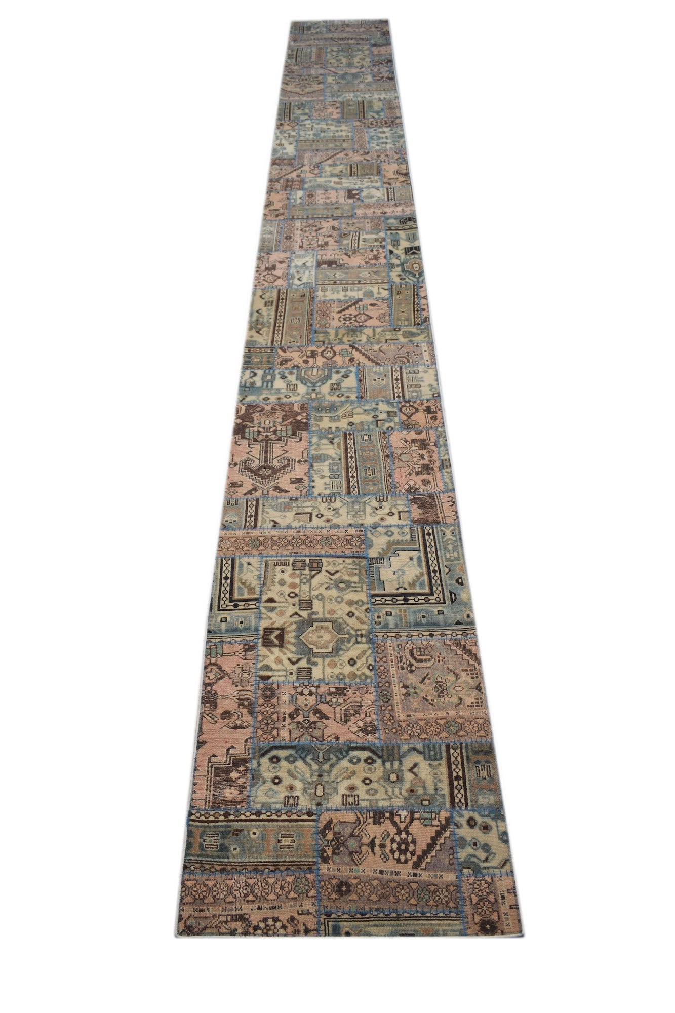 Handmade Patchwork Hallway Runner | 707 x 80 cm | 23'3" x 2'8" - Najaf Rugs & Textile