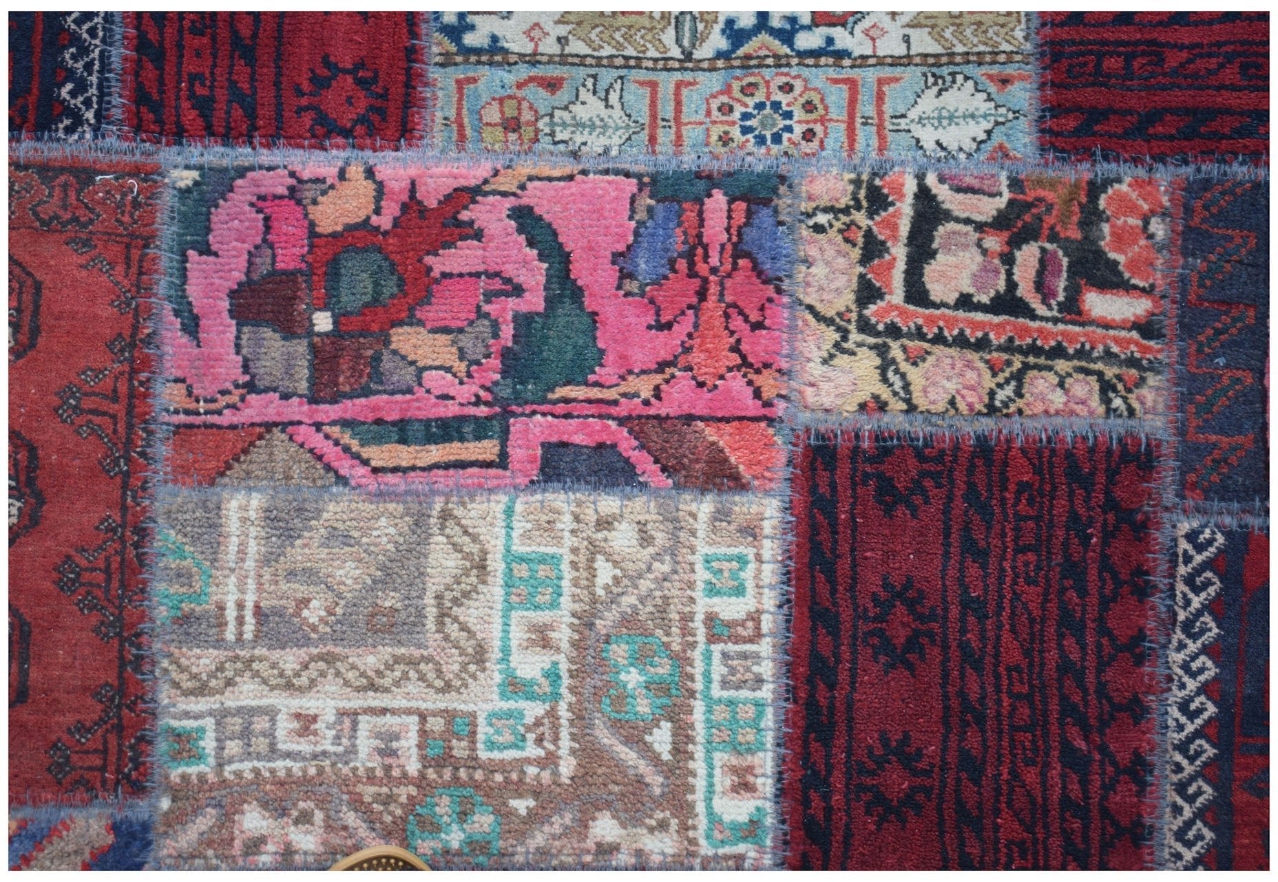 Handmade Patchwork Hallway Runner | 802 x 82 cm | 26'4" x 2'8" - Najaf Rugs & Textile