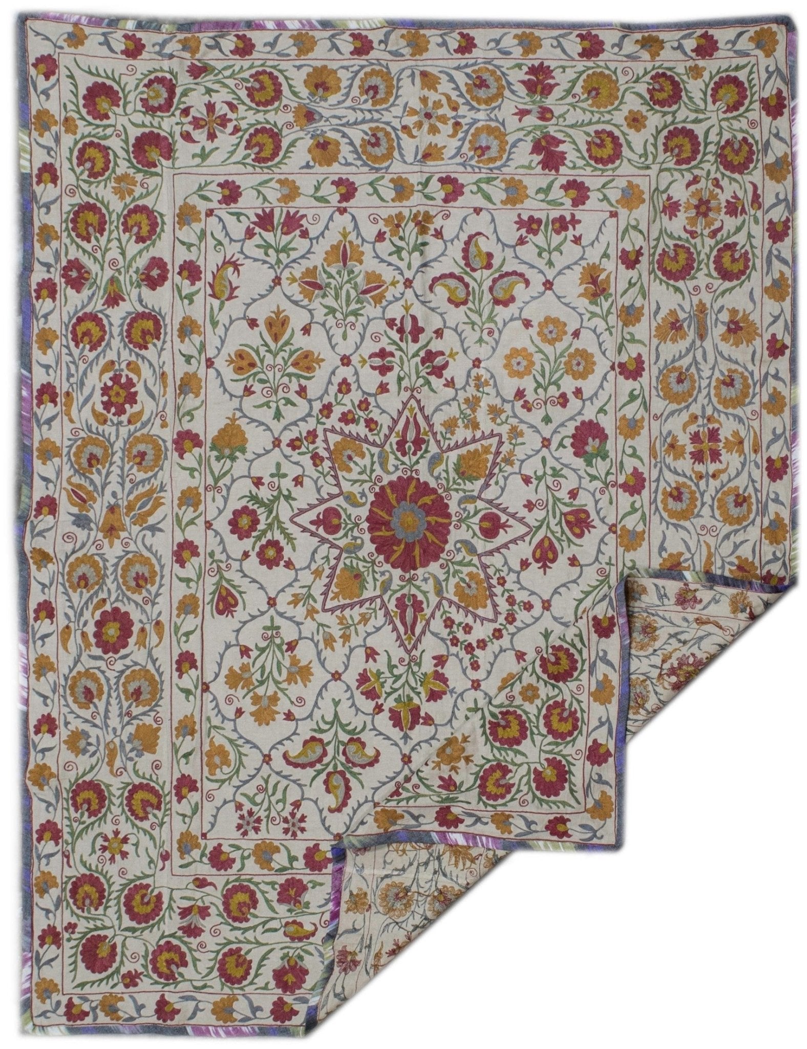 Handmade Silk & Cotton Uzbek Suzani | 148 x 120 cm - Najaf Rugs & Textile