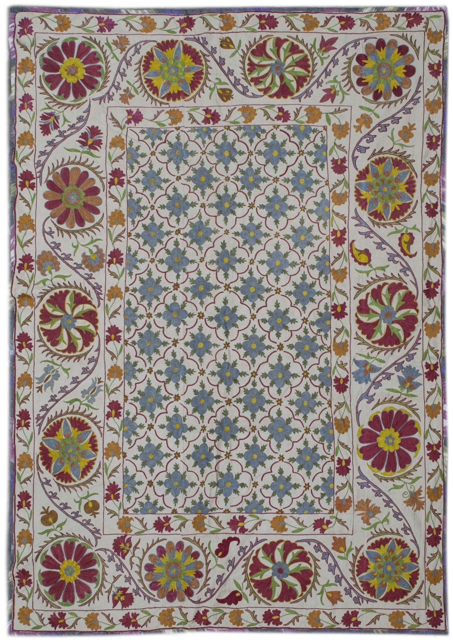 Handmade Silk & Cotton Uzbek Suzani | 152 x 110 cm - Najaf Rugs & Textile