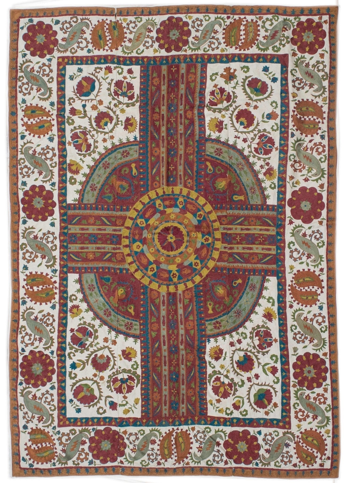 Handmade Silk & Cotton Uzbek Suzani | 195 x 137 cm - Najaf Rugs & Textile