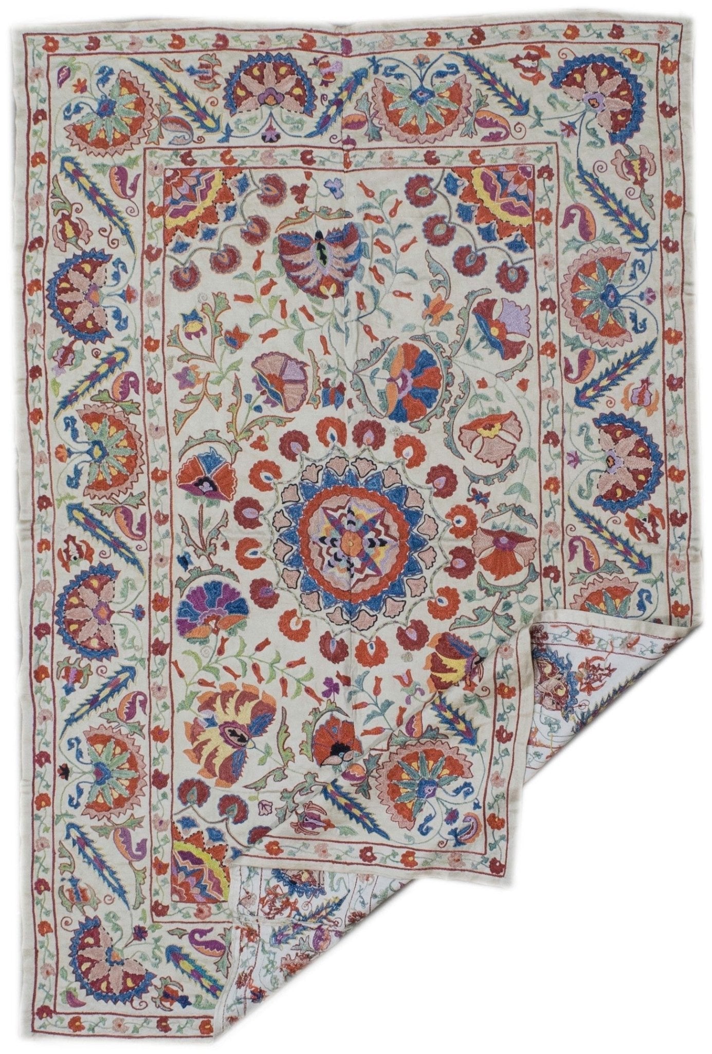 Handmade Silk Uzbek Suzani | 146 x 96 cm - Najaf Rugs & Textile