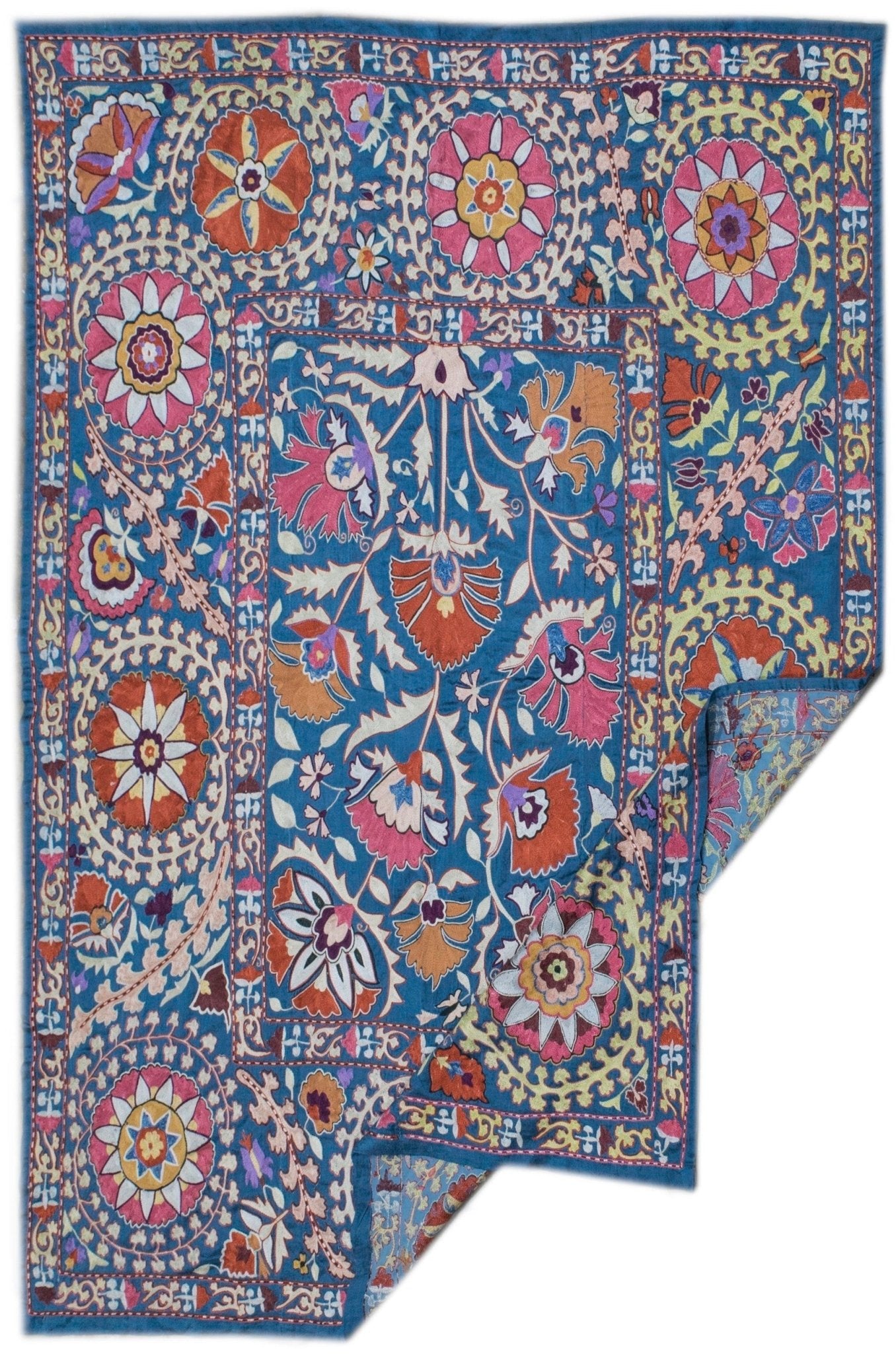 Handmade Silk Uzbek Suzani | 171 x 145 cm - Najaf Rugs & Textile