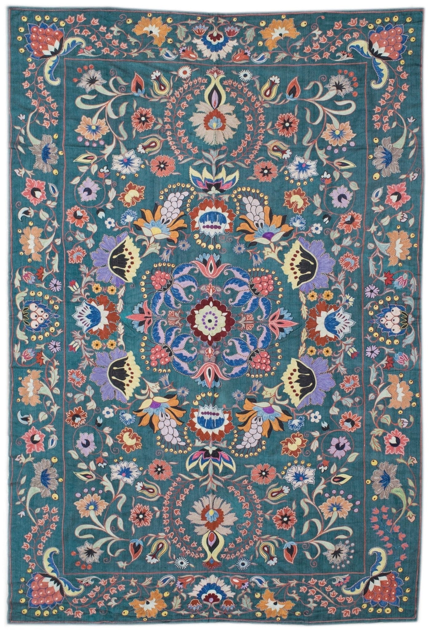 Handmade Silk Uzbek Suzani | 323 x 147 cm - Najaf Rugs & Textile