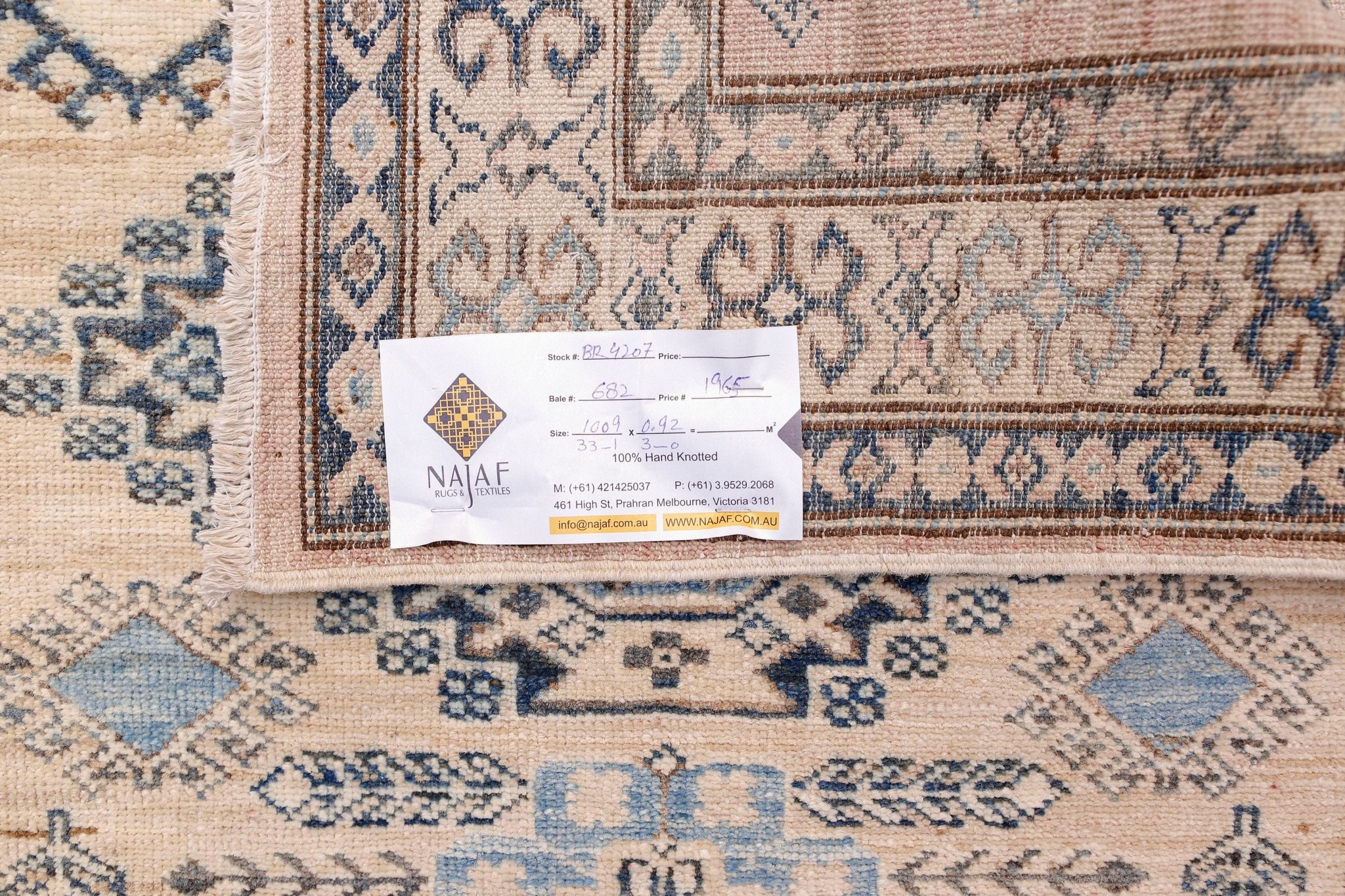 Handmade Super Afghan Kazakh Hallway Runner | 1009 x 92 cm | 33'1" x 3' - Najaf Rugs & Textile