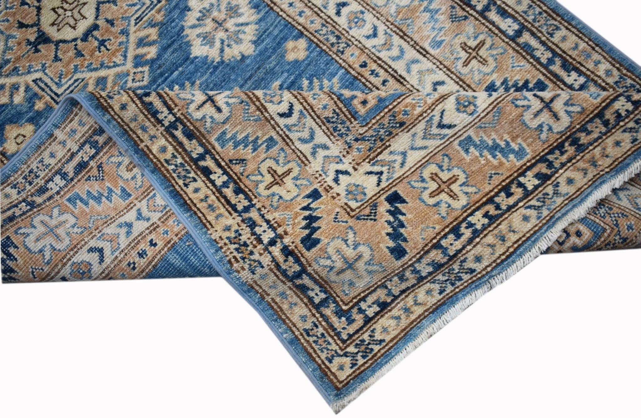 Handmade Super Afghan Kazakh Hallway Runner | 1147 x 83 cm | 37'8" x 2'9" - Najaf Rugs & Textile