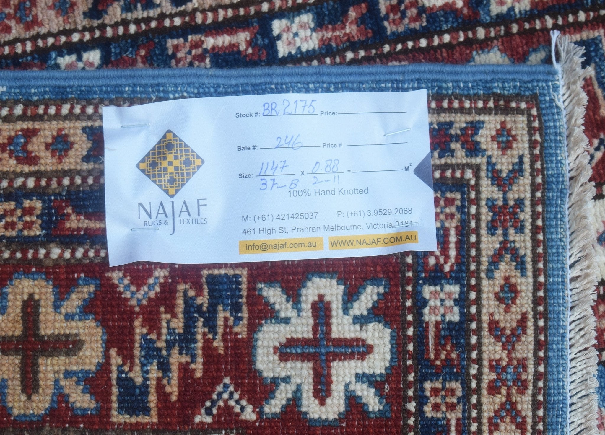 Handmade Super Afghan Kazakh Hallway Runner | 1147 x 88 cm | 37'8" x 2'11" - Najaf Rugs & Textile