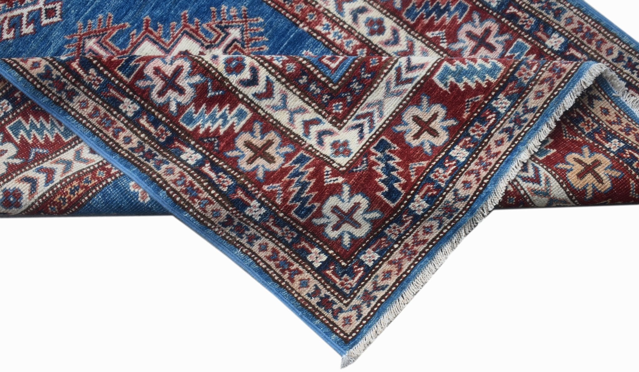 Handmade Super Afghan Kazakh Hallway Runner | 1147 x 88 cm | 37'8" x 2'11" - Najaf Rugs & Textile