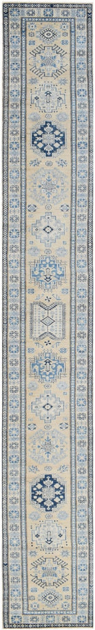 Handmade Super Afghan Kazakh Hallway Runner | 582 x 84 cm | 19'10" x 2'9" - Najaf Rugs & Textile