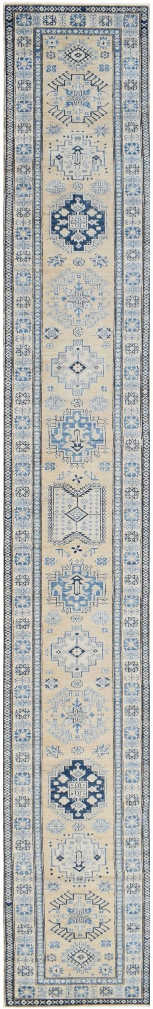 Handmade Super Afghan Kazakh Hallway Runner | 582 x 84 cm | 19'10" x 2'9" - Najaf Rugs & Textile