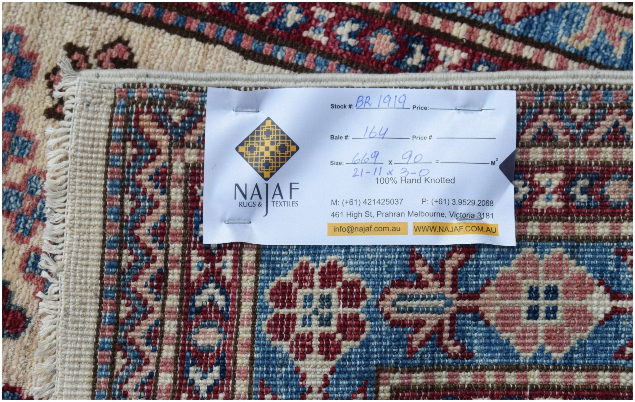 Handmade Super Afghan Kazakh Hallway Runner | 669 x 90 cm | 21'11" x 3' - Najaf Rugs & Textile