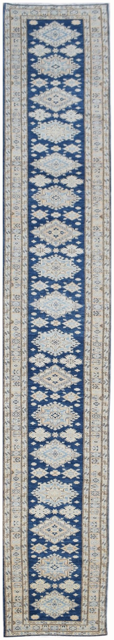 Handmade Super Afghan Kazakh Hallway Runner | 690 x 79 cm | 22'8" x 2'7" - Najaf Rugs & Textile