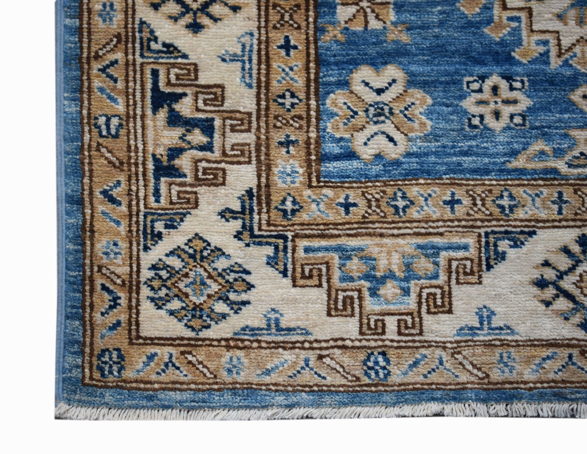 Handmade Super Afghan Kazakh Hallway Runner | 777 x 88 cm | 25'6" x 2'11" - Najaf Rugs & Textile